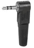 Conector jack 3,5mm, stereo, tata, negru, pe cablu - 121115