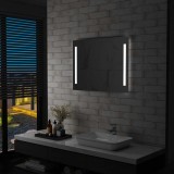 Oglindă LED Baie vidaXL, 80x60 cm, Argintiu, de Perete, Iluminare Modernă, IP44