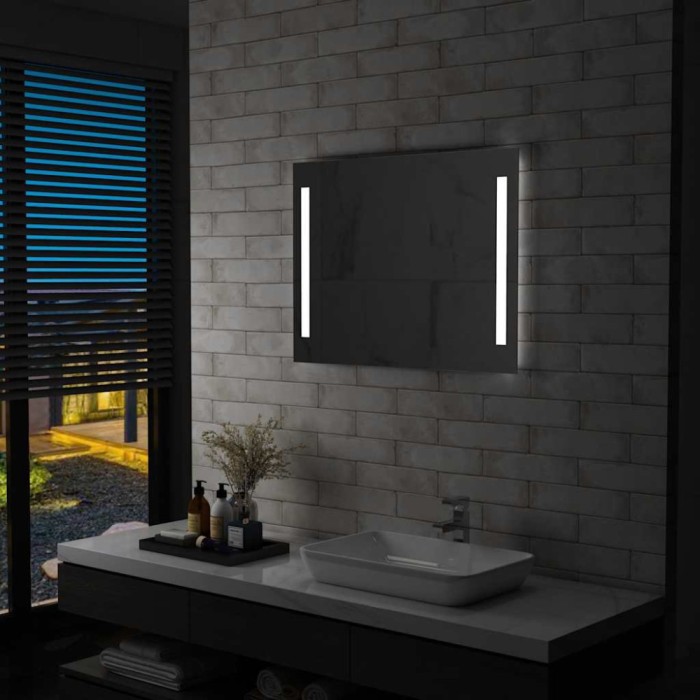 vidaXL Oglindă cu LED de perete pentru baie, 80 x 60 cm 144706