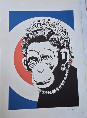 Banksy - Monkey Queen, litografie originala foto