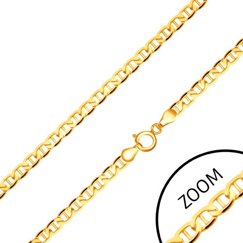 Lanț din aur - zale eliptice plate, pivot &icirc;n mijloc, 550 mm