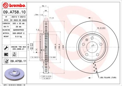 BREMBO 09.A758.11 PRIME LINE - UV Coated Disc frana foto