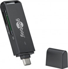 Cititor de carduri USB-C la SDXC SDHC MicroSD SD negru, Goobay foto