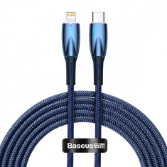 Cablu De încărcare Rapidă Din Seria Baseus Glimmer USB-C - Lightning 20W 480Mbps 2m Albastru CADH000103