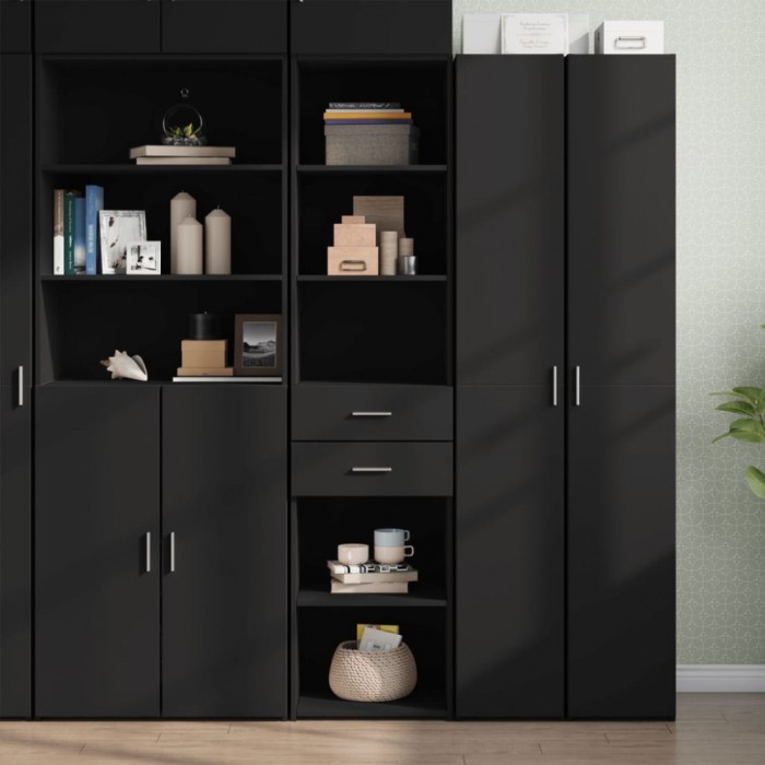 vidaXL Dulap &icirc;nalt, negru, 45x42,5x185 cm, lemn compozit