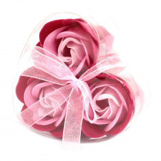 Cutie cu 3 Flori de Sapun - Trandafiri Rozi