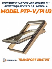 Fereastra cu articulare mediana cu rezistenta ridicata la umezeala Fakro, Pin Natural, Model PTP-V/PI U3 foto