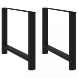 vidaXL Picioare masă de sufragerie negre, 2 buc., 90x(72-73) cm, oțel