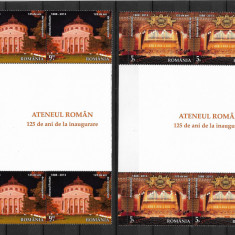 ROMANIA 2013 - ATENEUL ROMAN-15 DE ANI, 4 SERII CU GUTTER, MNH - LP 1968