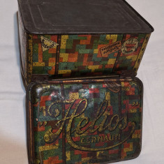 HELIOS CERNAUTI caramele, napolitane, bomboane - cutie veche din tabla anii 1920