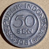 50 SEN 1961 INDONESIA /ALUMINIU / 3,0 g. / 29 mm. /moneda din imagini / P, Asia
