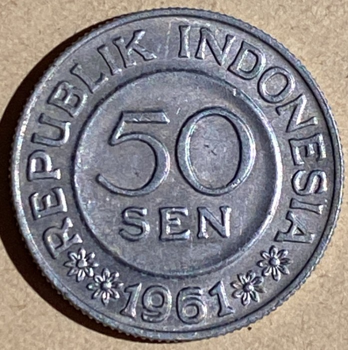 50 SEN 1961 INDONESIA /ALUMINIU / 3,0 g. / 29 mm. /moneda din imagini / P