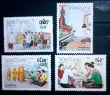 Laos 1992 budism cultura folclor. Costume , serie 4v nestampilat