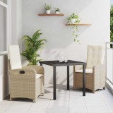 vidaXL Set de masă pentru grădină 3 pcs Bej poliratan 3380281