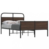 VidaXL Cadru pat fără saltea stejar maro, 135x190 cm, lemn prelucrat