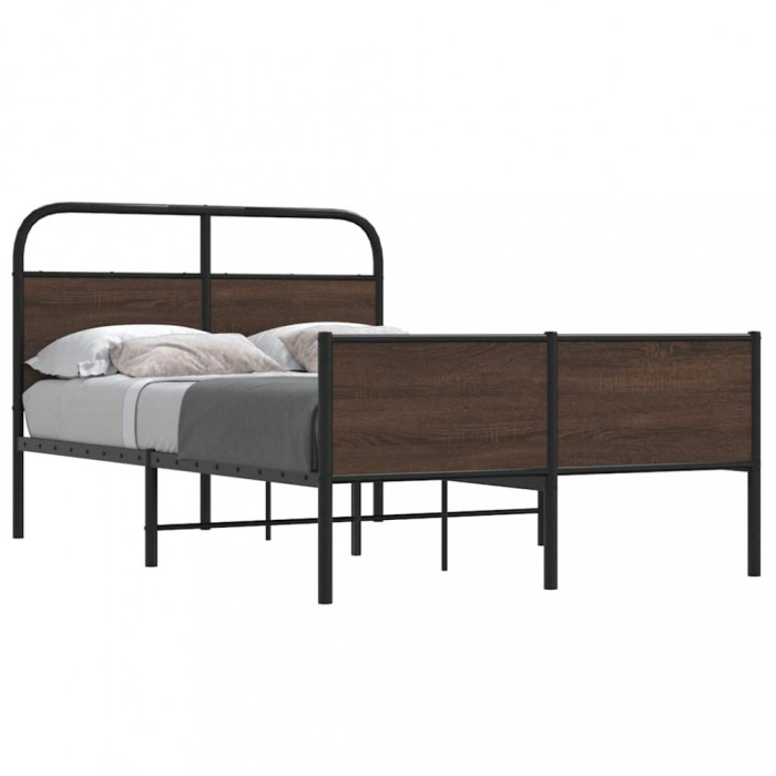vidaXL Cadru pat fără saltea stejar maro, 135x190 cm, lemn prelucrat 4100499