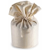 Saculet cadouri Craciun textil crem lurex auriu &Oslash;21cmx33H