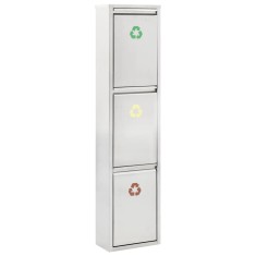 Coș de gunoi pentru reciclare, argintiu, oțel inoxidabil, 24 L foto