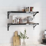 VidaXL Rafturi de perete, 2 buc. 75x23,5 cm negru oțel inoxidabil