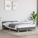 VidaXL Cadru de pat cu tăblie, gri &icirc;nchis, 120x200 cm, textil