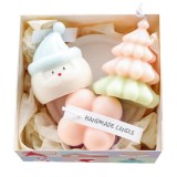 Lumanari Parfumate de Craciun, Gift Box Set cu 3 Lumanari Aromaterapie, 11 x 11 x 7.5 cm, Roz Verde