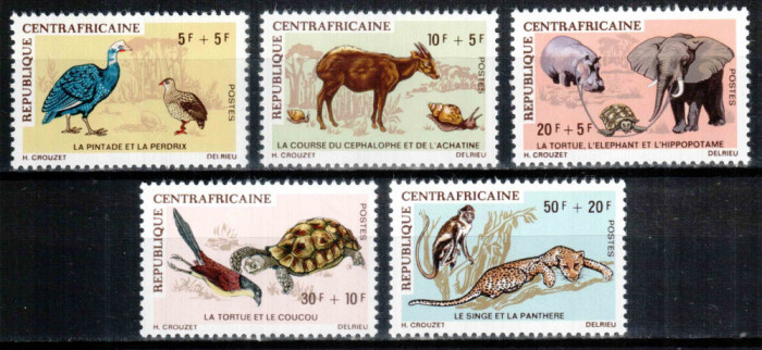 Republica Centrafricana 1971, Mi #225-229**, animale, pasari, MNH, cota 45 &euro;!