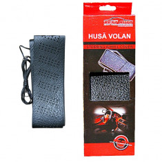 Husa volan cu snur Neagra , material cauciucat, diametru 37-39cm Kft Auto