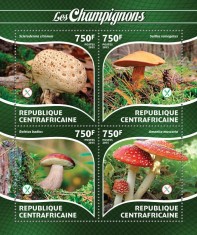AFRICA CENTRALA 2015 - Ciuperci /set complet-bloc + colita MNH (2 imagini)