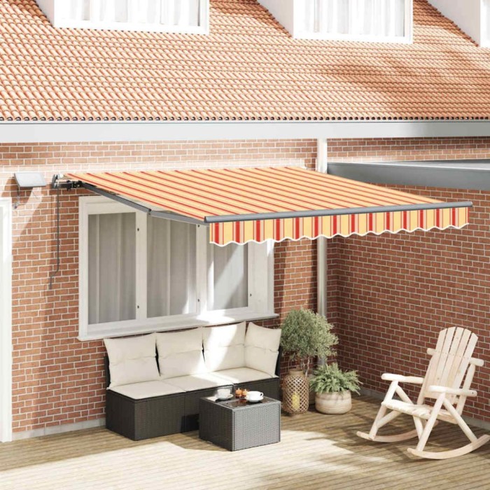 vidaXL Marchiză manuală retractabilă cu LED galben și portocaliu 350x250 cm