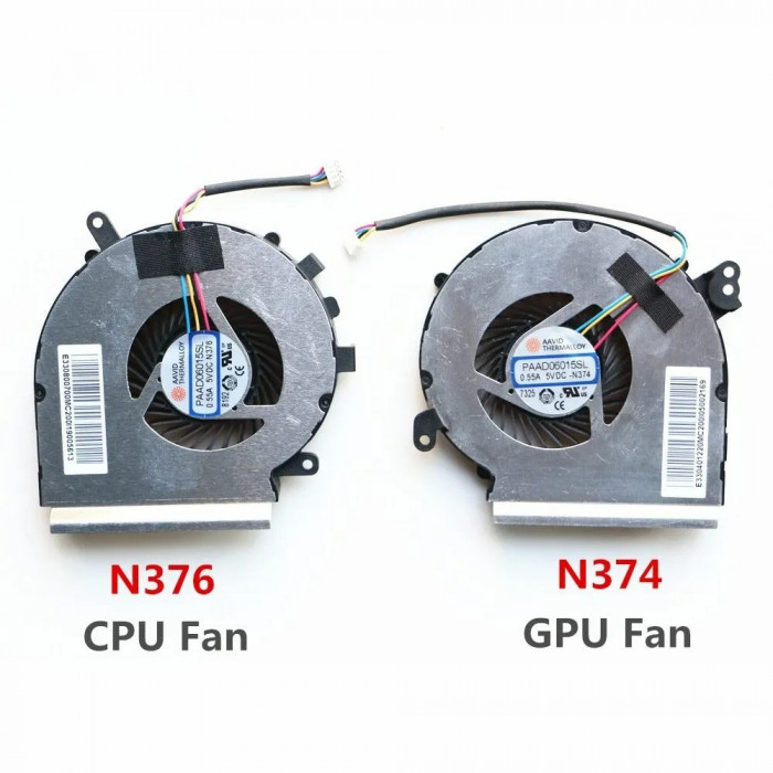 Set coolere Laptop Laptop, MSI GL72, 6RD, 6RE, 7RD, 7RDX, MS-1799, PAAD06015SL, N284, N371, N403, N402, N366, 5V, 0.55A, 4 pini