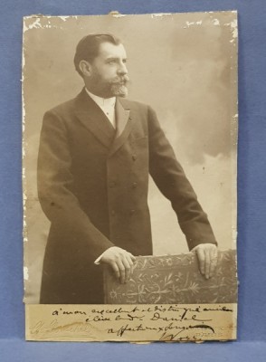 DOCTORUL SAMUEL POZZI ( 1846 - 1918 ) , FOTOGRAFIE CU DEDICATIE PENTRU DOCTORUL CONSTANTIN DANIEL , DATATA 1903 foto