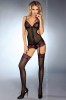 LIV303A-1 Set 3 piese, desu elegant cu jartiere si chilot, S/M