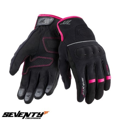 Manusi femei pentru scuter - motocicleta Urban vara Seventy model SD-C56 negru/roz &amp;ndash; degete tactile XS (6 cm) foto