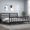 VidaXL Cadru pat cu tăblie 200x200 cm, negru, lemn masiv