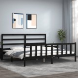 VidaXL Cadru pat cu tăblie 200x200 cm, negru, lemn masiv