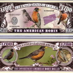 !!! SUA = FANTASY NOTE (TJ6) = CONNECTICUT , THE AMERICAN ROBIN - 2016 - UNC