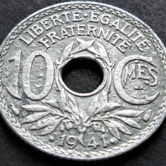 Moneda istorica 10 CENTIMES - FRANTA, anul 1941 * cod 3853 - EROARE BULE ZINC