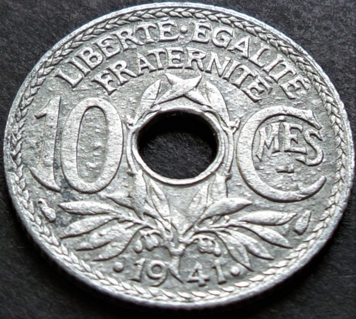 Moneda istorica 10 CENTIMES - FRANTA, anul 1941 * cod 3853 - EROARE BULE ZINC