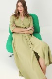 Medicine rochie culoarea verde, midi, evazată