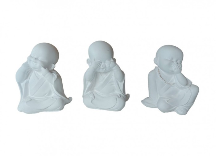 Statueta decorativa, Buddha, Zambesc, Nu vad, Gandesc, Alb, 10 cm, DVA2