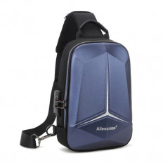 Rucsac pentru barbati Aliencross GT1472, multifunctional: antifurt, cu port USB si cifru, albastru