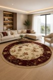 Cumpara ieftin Covor Rotund Lotos 551-120, Marime 100 x 100 cm, Rosu, Inaltime Fir 8 mm, Antialergic, Polipropilena, Living, Dormitor, Sufragerie, Birou