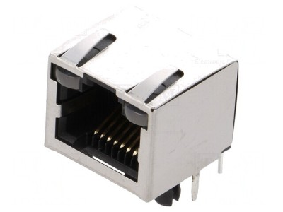 Soclu RJ45 Cat5 Ecranat cu LED 8p8c THT foto