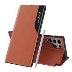 Husa Samsung Galaxy S25 Ultra Eco Leather View flip tip carte, portocaliu