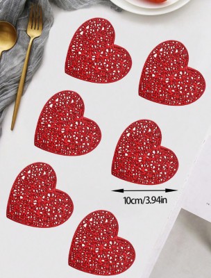 Set 6 suporturi pentru pahare , Inima rosie, design dantelat foto