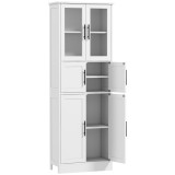 HOMCOM Dulap Baie Inalt Slim 170cm Alb 60x30x170cm cu 6 Rafturi Sticla