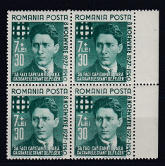 ROMANIA 1940 LP 142 I CORNELIU ZELEA CODREANU BLOC DE 4 TIMBRE MNH foto