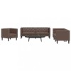 Set canapele Chesterfield cu 3 locuri, maro, piele eco.