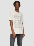Cumpara ieftin Tricou barbati din bumbac cu imprimeu cu text si croiala Regular Fit, Crem, S