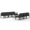 Set mobilier de gradina cu perne, 8 piese, antracit, aluminiu